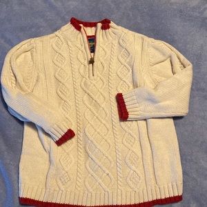 Thick cotton cable knit sweater . 1/4 zip